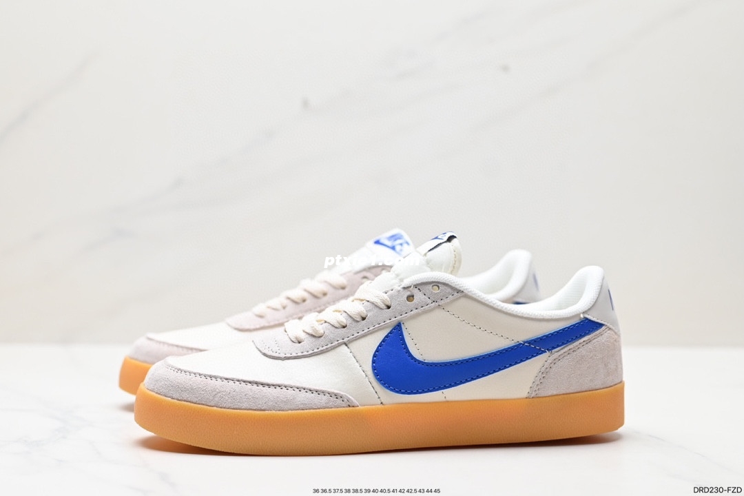 公司级✅耐克板鞋 生胶米白绿色 复古板鞋J.Crew x Nike 联名 Killshot II Leather 采用米白色皮革制作鞋身，蓝色 Swoosh 点缀其中，最后搭载棕色生胶大底，流露出满满的复古气息 货号:432997-112 Size ：36 36.5 37.5 38 38.5 39 40 40.5 41 42 42.5 43 44 45