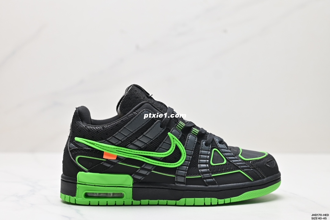 Company-level Off-White x Nike Air Rubber Dunk 2.0 leather frame low-profile casual sports skateboard shoes\nMade with imported top-grain suede material Middle bottom factory print effect Transparent exposed air cushioning system Original document newly d
