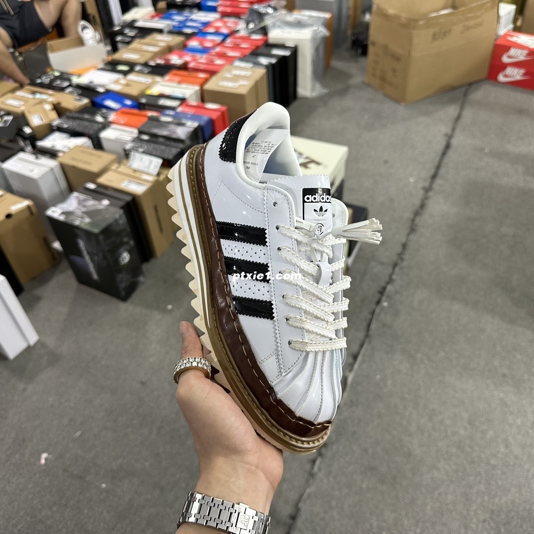 Clot x AD Superstar 联名圆头舒适耐磨低帮贝壳头板鞋 黑白 货号：IH5953