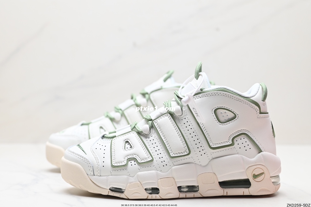 公司级✅Nike Air More Uptempo GS Barely Green 耐克皮蓬初代系列经典高街百搭休闲运动文化篮球鞋美国队配色 货号:FQ8211-100 尺码:36 36.5 37.5 38 38.5 39 40 40.5 41 42 42.5 43 44 45 
