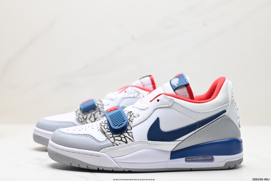 公司级✅三合一最强合体，多种新配色回归!耐克Nike Air Jordan Legacy 312 Low”White/Grey Fog/Blue/Red“乔丹最强三合一混合版本低帮文化休闲运动篮球鞋 货号:HF0747-151 尺码:36 36.5 37.5 38 38.5 39 40 40.5 41 42 42.5 43 44 45 46 ▪️Air Jordan Legacy 312 作为 Jordan Brand 旗下较为成功的杂交混血鞋款，由 Jordan 品牌联合街头潮流设计师 Don C 共同