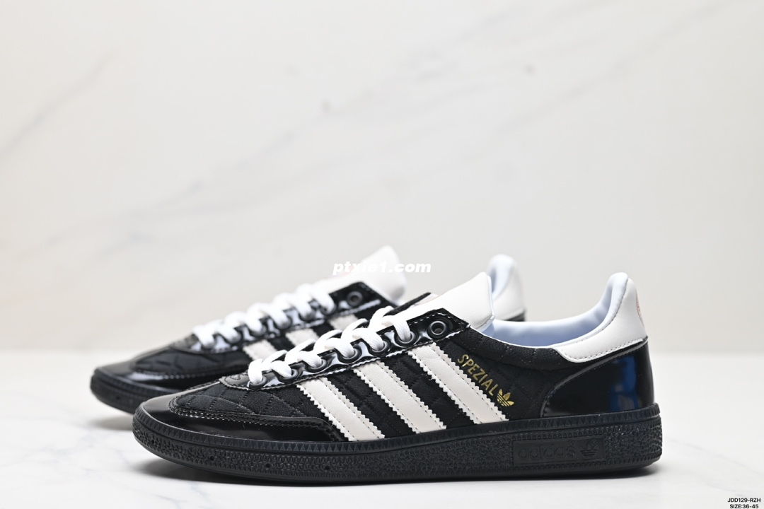 真标✅Adidas Handball Spezial  阿迪达斯经典款 复古休闲板鞋 全鞋漆皮鞋头 织布鞋面  牛筋耐磨大底  官方货号:JP5669 尺码:36-45 ID:JDD129-RZH 